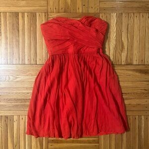 J.Crew Poppy Red Strapless Silk Chiffon Mini Dress Size 6